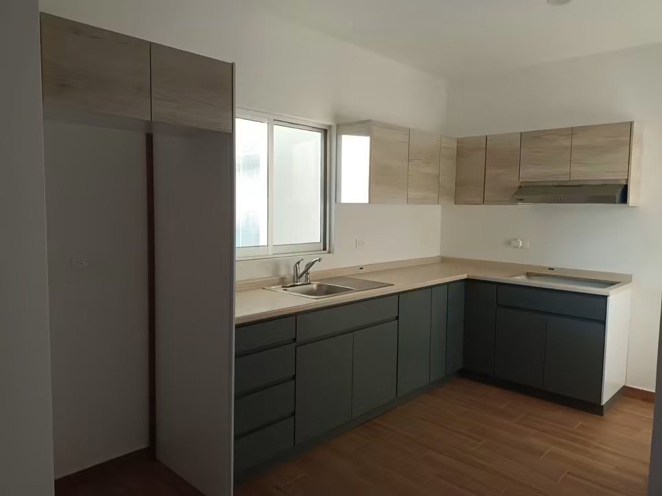 Cocina verde y madera